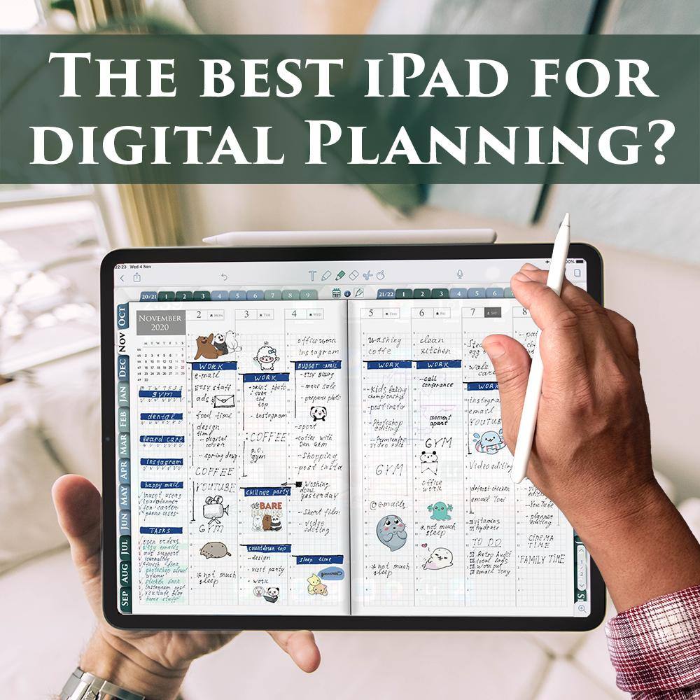 iPad Pro with digital goodnotes planner in it and advice
