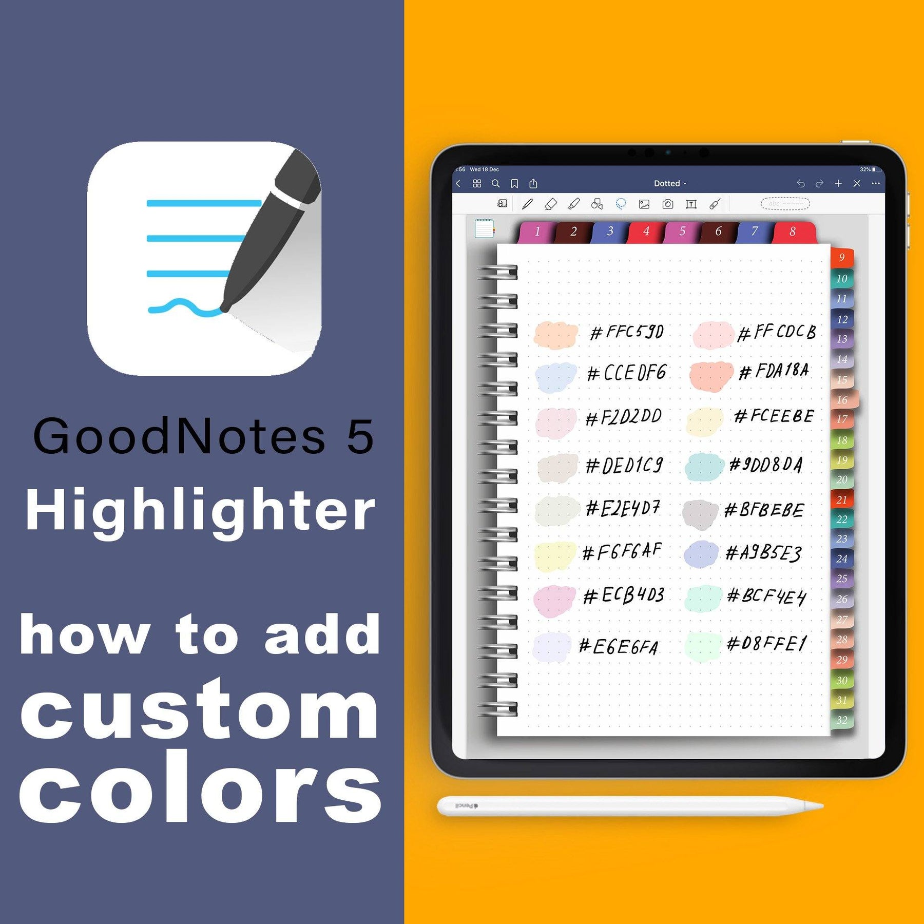 Let's add some cute pastel highlighter in the GoodNotes 5 app - iPad Planner
