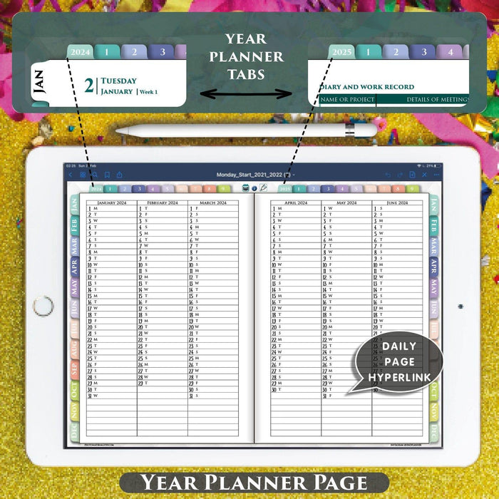 2024-2025 Advanced Digital Daily Planner | iPad & Android Optimized