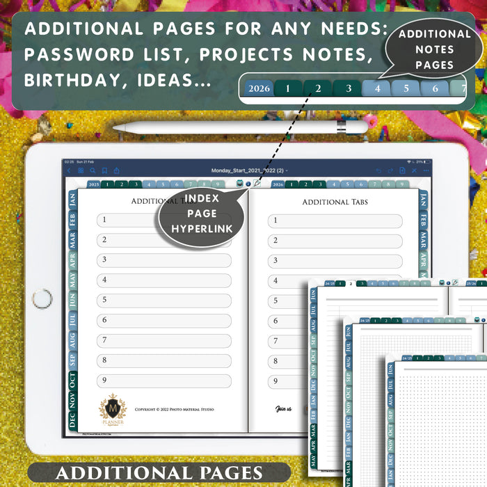 Digital Daily Planner With Day Notes Pages for 2025 - 2026
