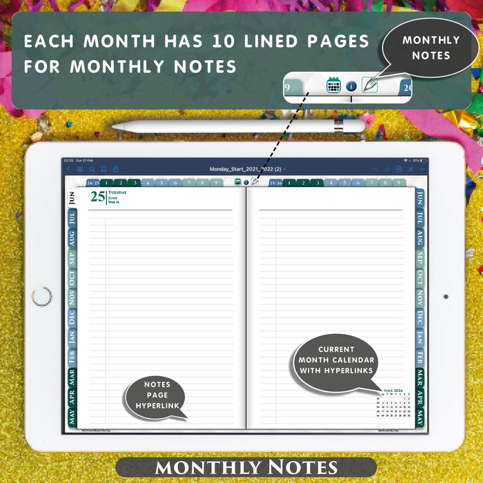 Digital Daily Planner With Day Notes Pages for 2025 - 2026
