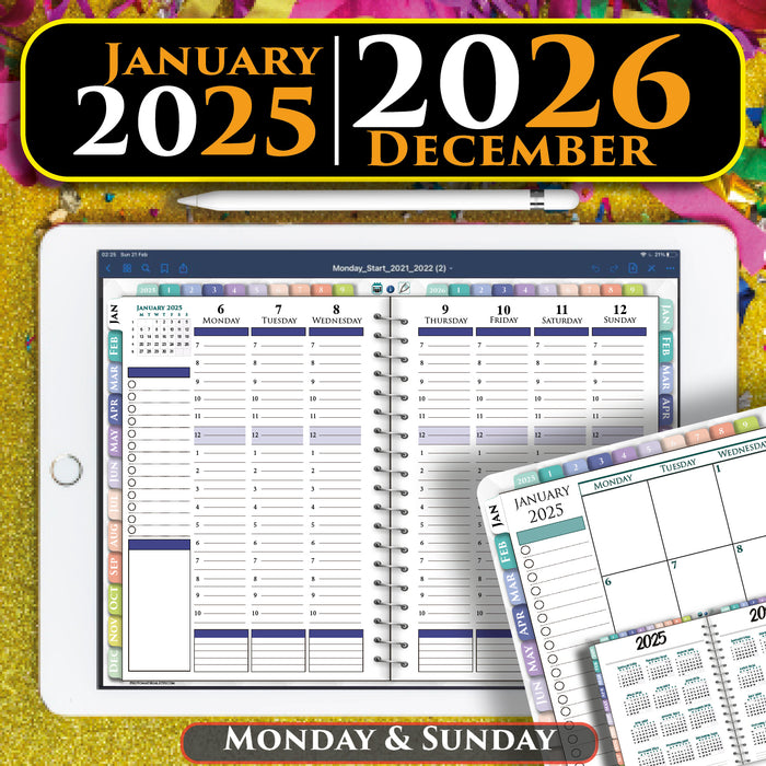 Digital Hourly Planner for 2025 2026 | Weekly page template
