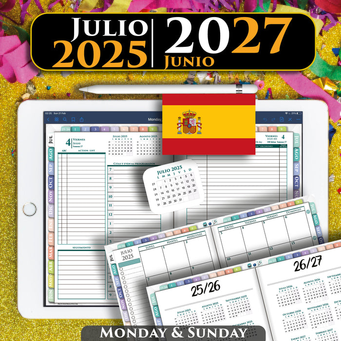 Planificador Diario Digital 2025 2026 2027 para Profesionales y Académicos | Compatible con GoodNotes y Notability
