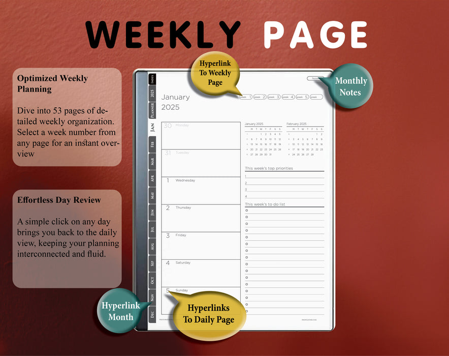 digital weekly kindle scribe page template for 2025