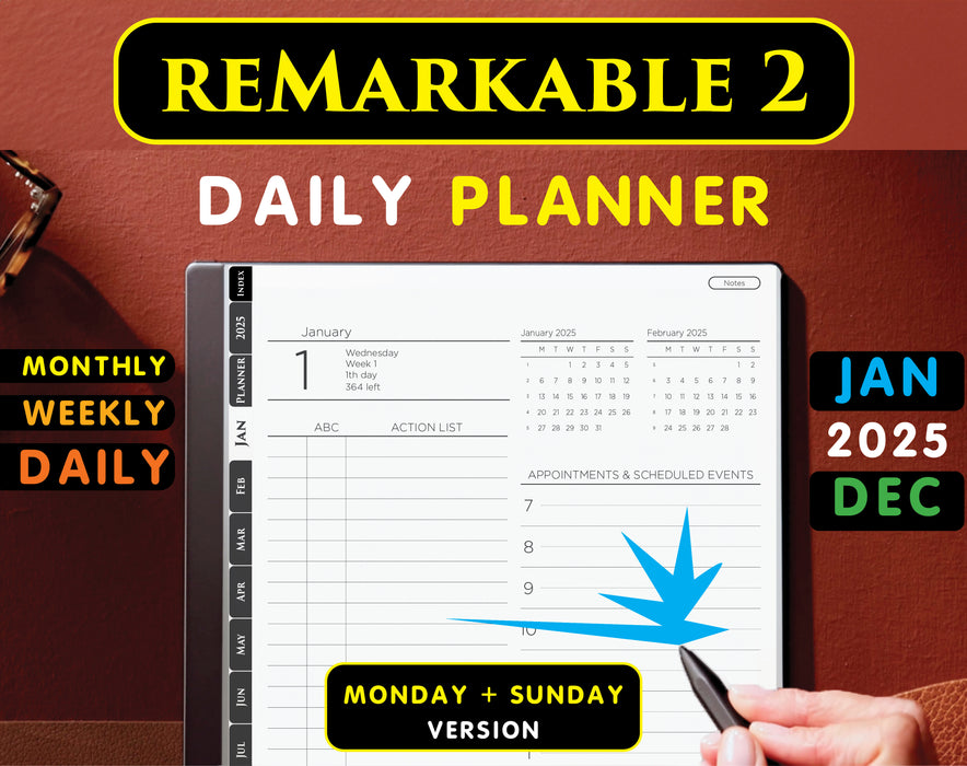 Best Daily Digital Planner for reMarkable 2 2025 - Hyperlinked & User-Friendly