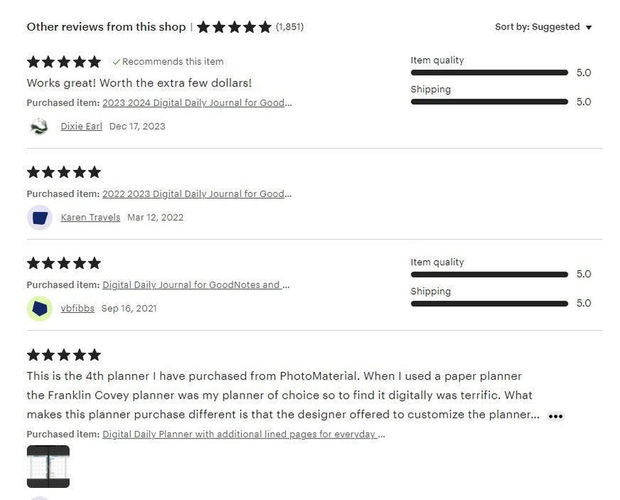All In One Digital Planner customer reviews
