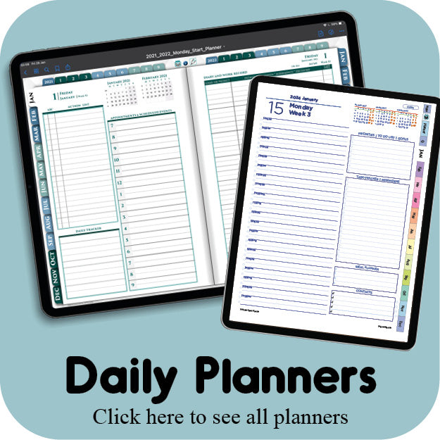 Digital daily planner for ipad. goodnotes and notability compatible