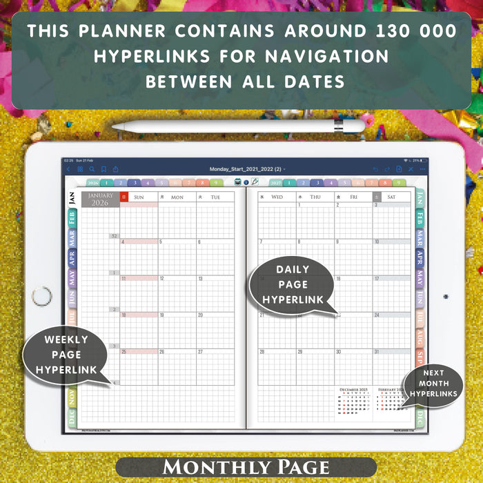 Digital Rainbow Hobonichi Daily Weekly Hobo Planner for GoodNotes & Notability