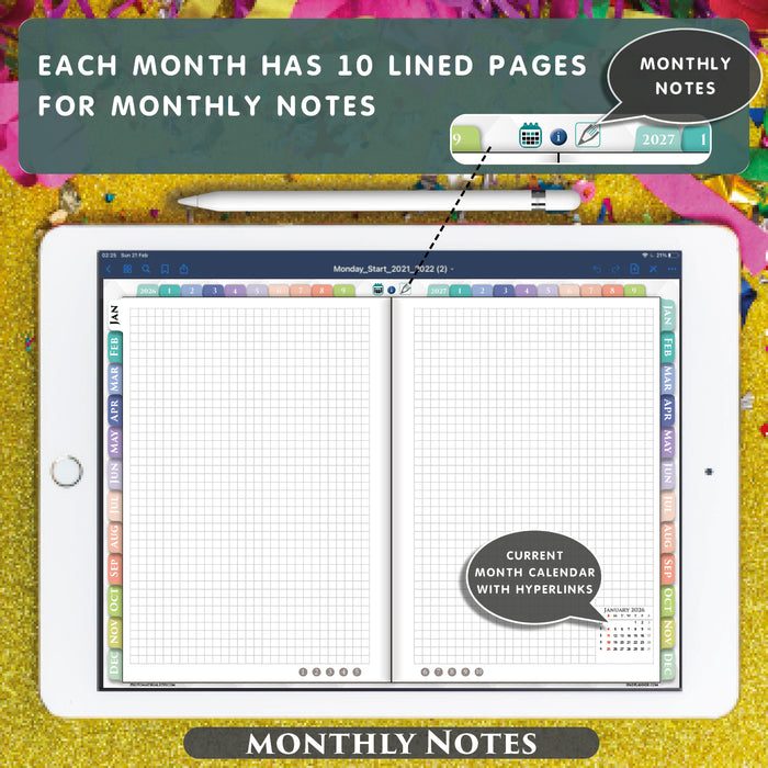 Digital Rainbow Hobonichi Daily Weekly Hobo Planner for GoodNotes & Notability