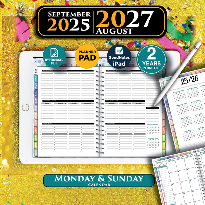 2025-2026 Digital Weekly Planner Pad | PDF Download
