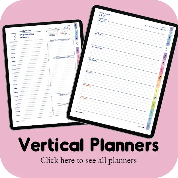 digital vertical planners for goodnotes and notability