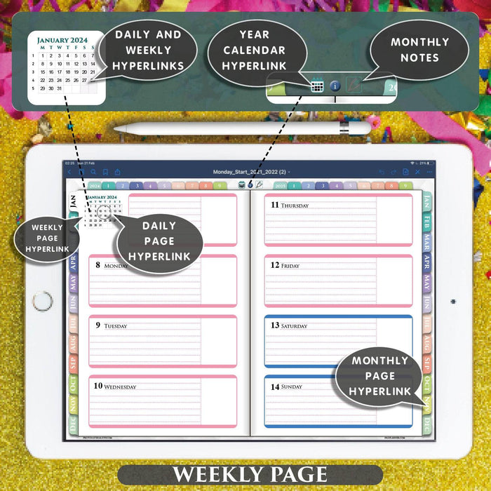 2024 Digital 2 Page Per Day Planner