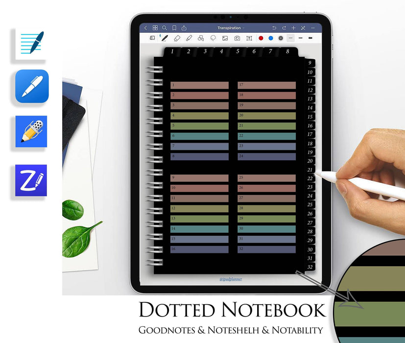 Digital Sketchbook Black Dotted Goodnotes Notebook Notability Noteshelf ZoomNotes Journal Hyperlinked template hyperlinks - iPad Planner