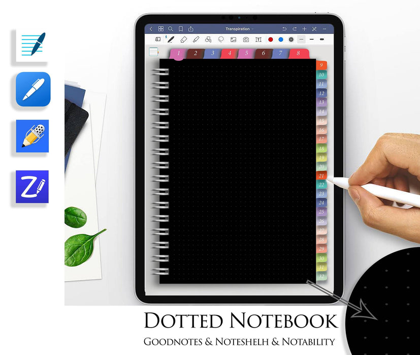 Digital Sketchbook Black Dotted Goodnotes Notebook Notability Noteshelf ZoomNotes Journal Hyperlinked template hyperlinks - iPad Planner