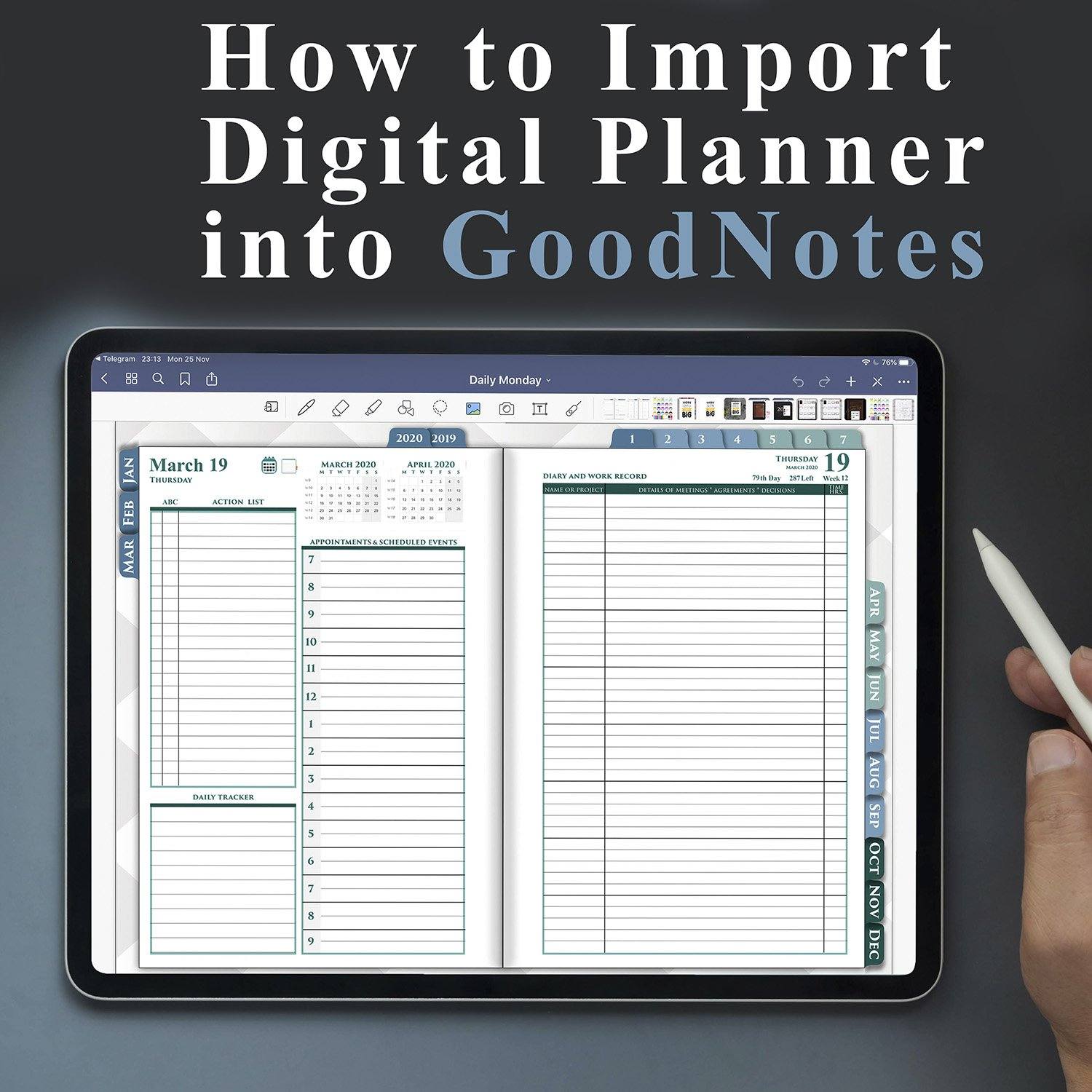 How to Install or Import Digital Planner into Goodnotes, Noteshelf or Notability - iPad Planner