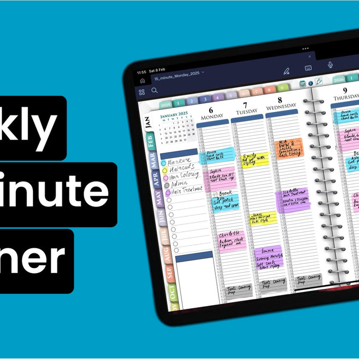 15 minute digital weekly planner template