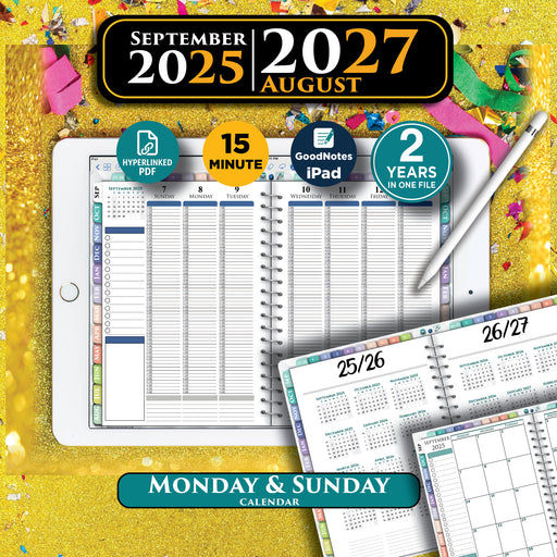 📅 Digital Weekly Planner with 15-Minute Time Slots | Best for iPad & GoodNotes