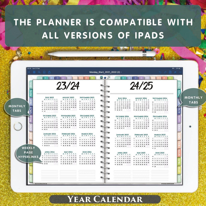 Digital Weekly Planner for iPad with Apple Pencil - 15 Minute Increments for GoodNotes and Notability