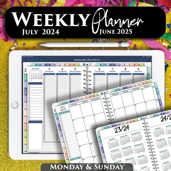 Digital Weekly Planner for iPad with Apple Pencil - 15 Minute Increments for GoodNotes and Notability