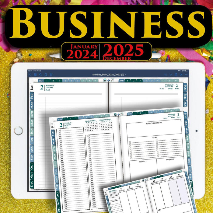 2024 2025 Digital Business iPad Planner for GoodNotes, Notability and Noteshelf or ZoomNotes