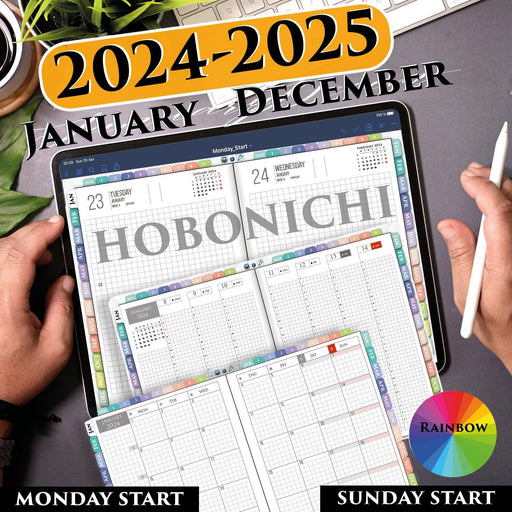 Digital Rainbow Hobonichi Daily Planner for 2024 2025