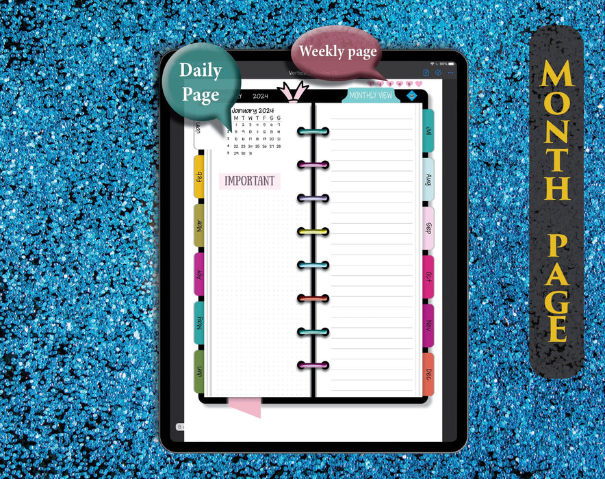 2024 Digital Rainbow Daily Planner: Best PDF Weekly Planner for iPad Mini & Air
