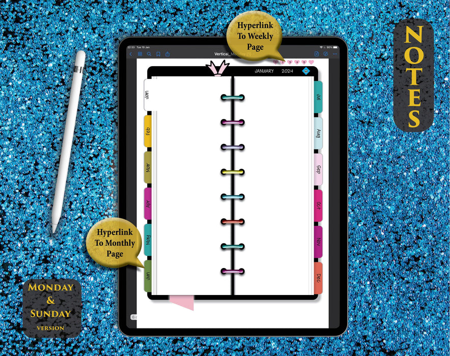 2024 Digital Rainbow Daily Planner: Best PDF Weekly Planner for iPad Mini & Air