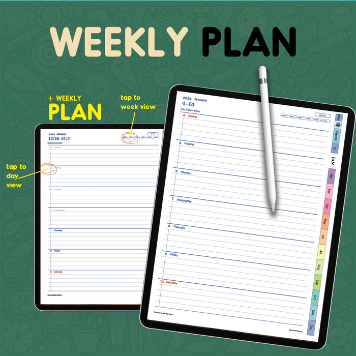 247 Digital Hour Hourly Planner | Digital Daily PDF| Tablet Planner