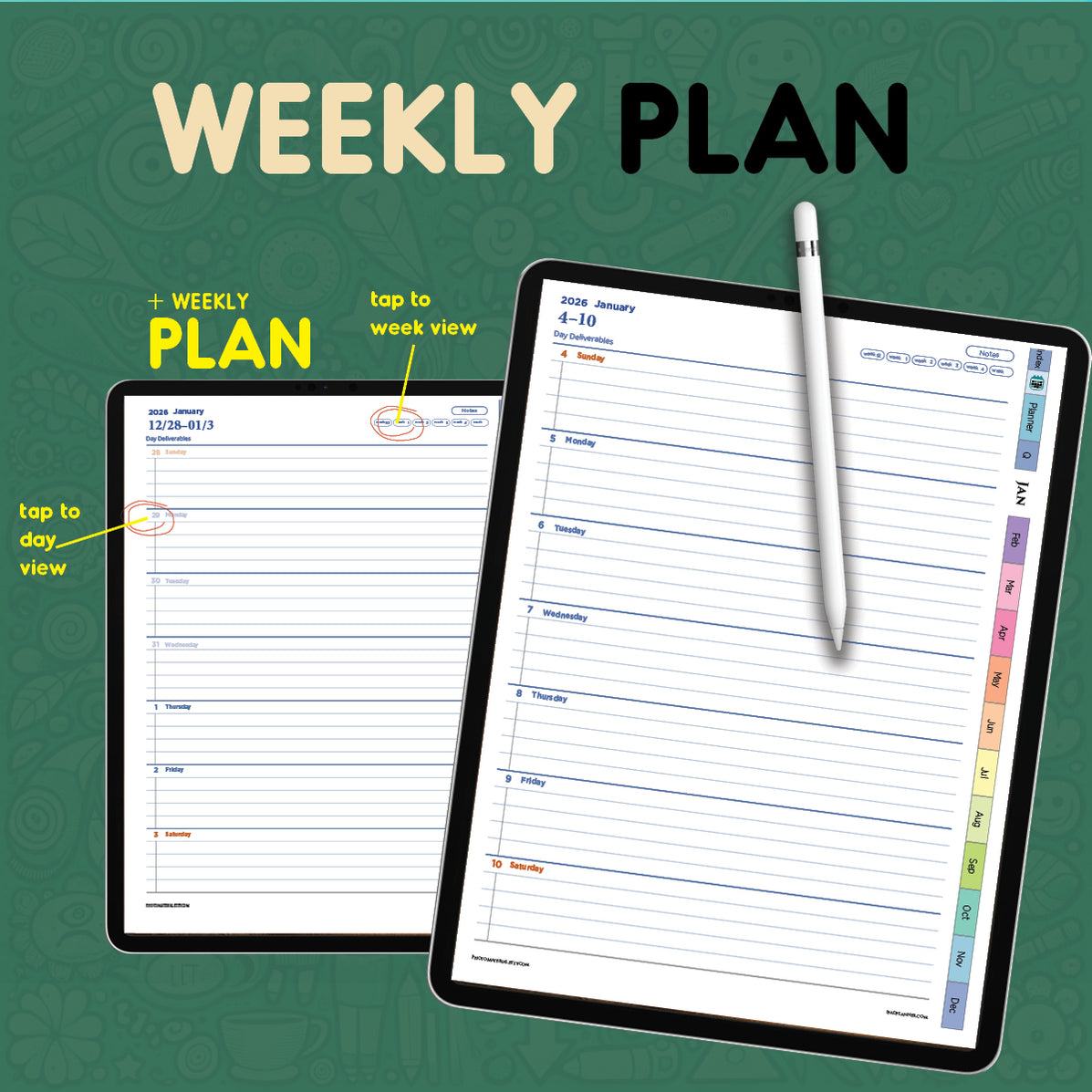 📖 Hyperlinked 2026 Digital Vertical Daily Planner | PDF Download — iPad ...