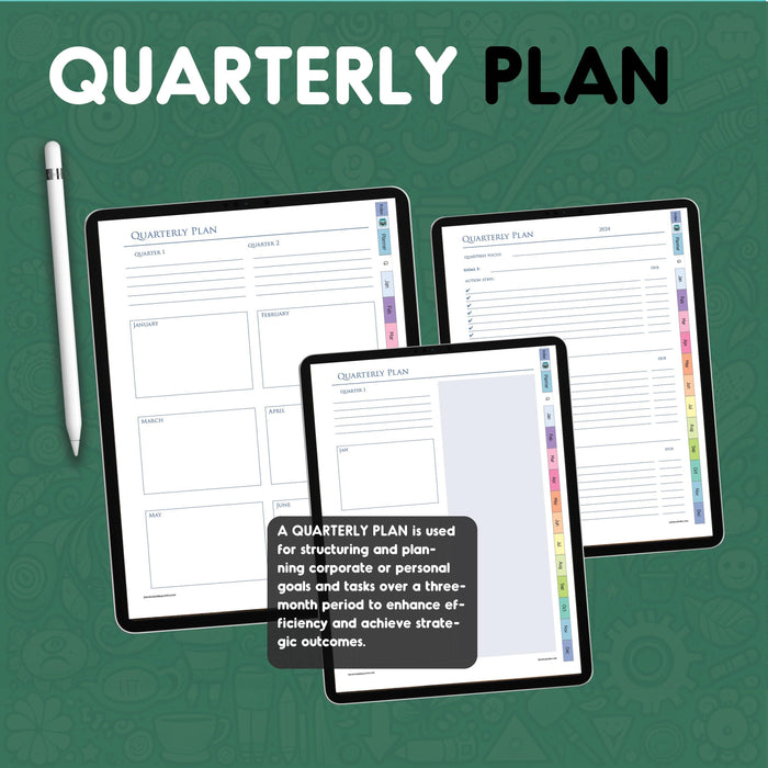 quarterly planner page template for 2024 hour hourly planner