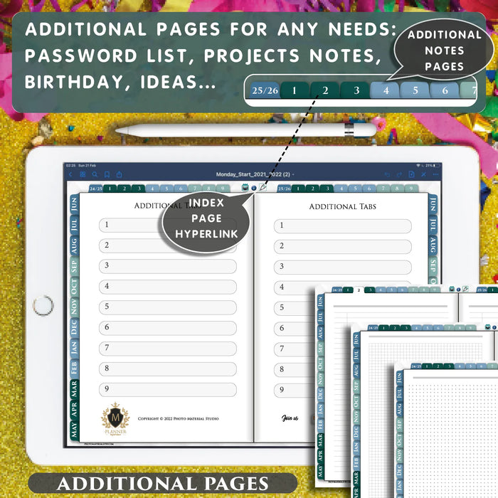 additional note taking pages for digital planning