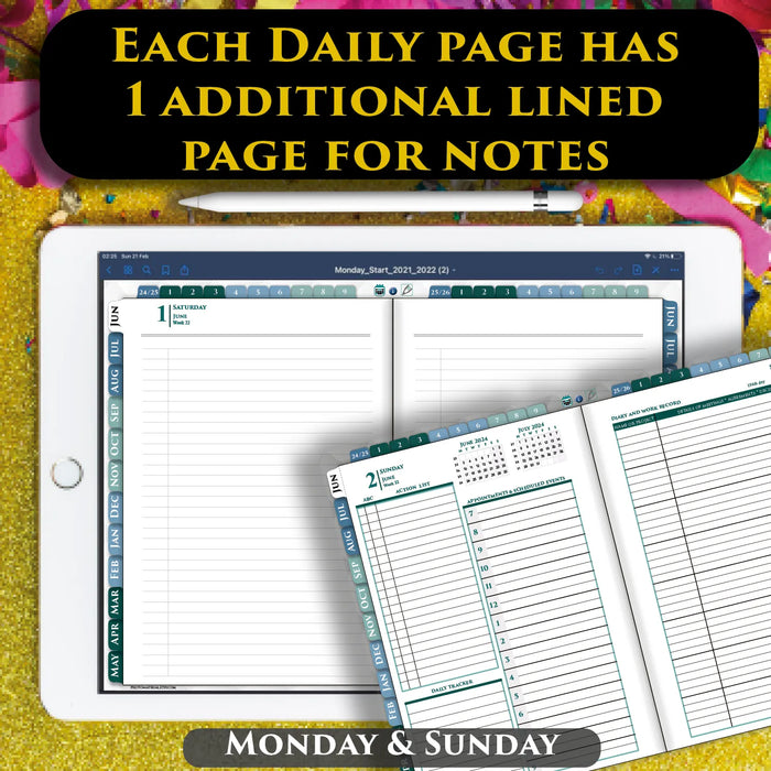 Daily notes page inside digital daily planner