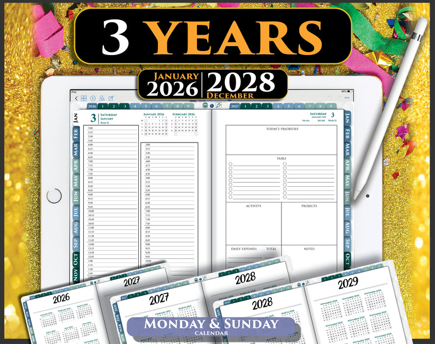 3-Year Franklin Covey Digital Daily Planner 2026 2027 2028 