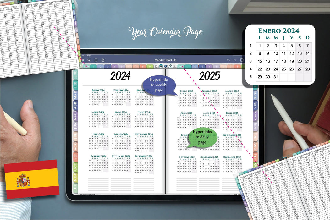 Planificador Diario Digital 2024-2025 para Profesionales y Académicos | Compatible con GoodNotes y Notability
