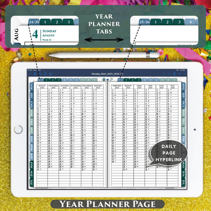 Mid Year Daily Digital Business Planner 2024 2025 for iPad