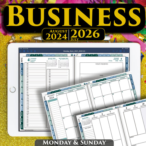 Mid Year Daily Digital Business Planner 2024 2025 for iPad 