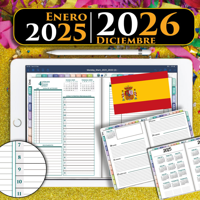 Planificador Diario Digital 2025-2026 para Profesionales y Académicos | Compatible con GoodNotes y Notability