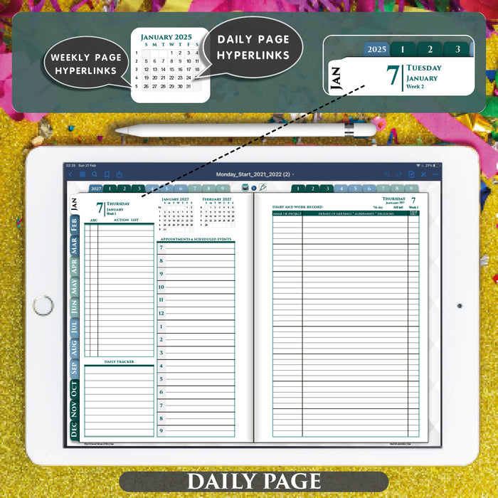 3-year franklin covey digital daily planner page template for goodnotes, notability and noteshelf