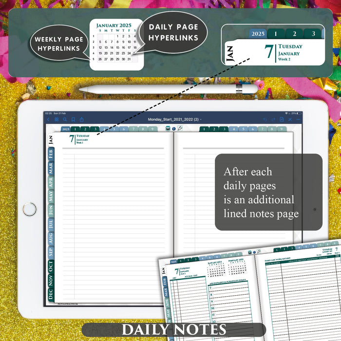 additional digital lined daily notes page for 3-year franklin covey ipad planner