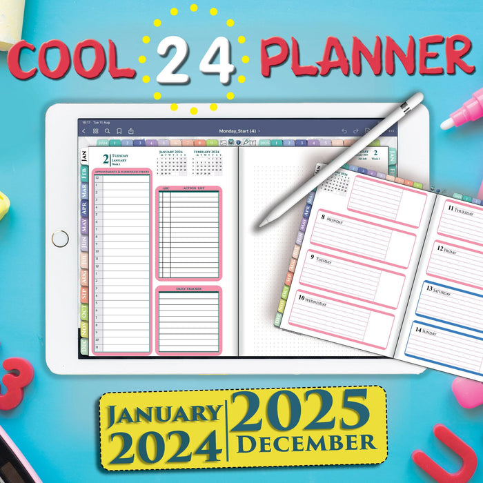 Digital 24 Hours Daily Planner for GoodNotes and Notability
