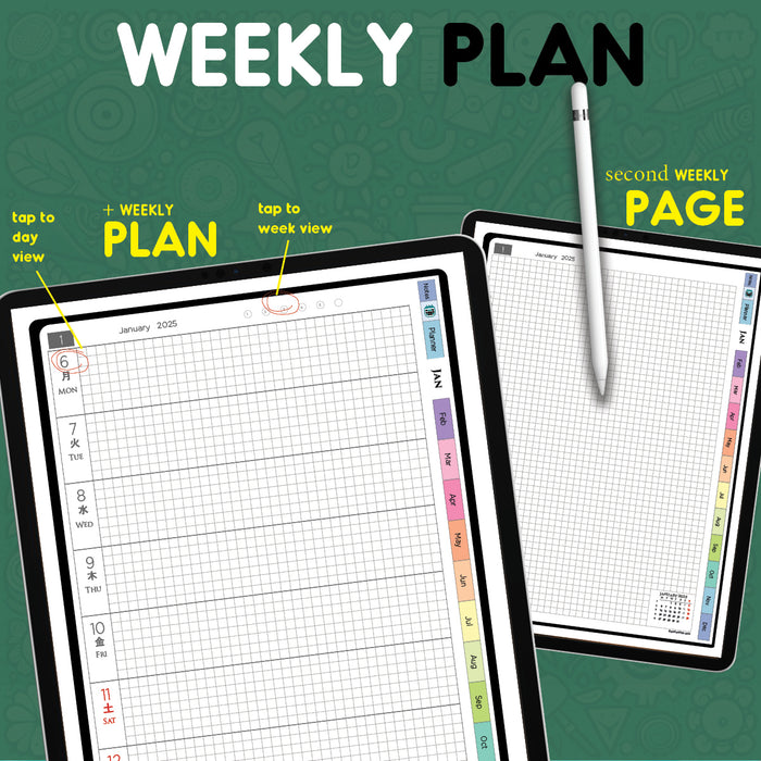 Digital iPad Planner | Hobonichi Techo Style | Daily & Weekly Hobo Planners