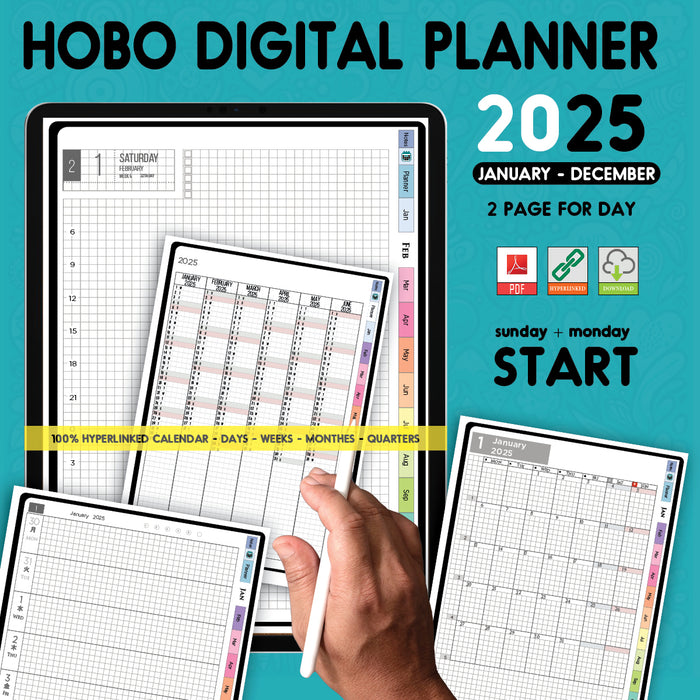 Digital iPad Planner | Hobonichi Techo Style | Daily & Weekly Hobo Planners