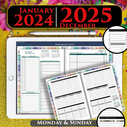 2024-2025 Advanced Digital Daily Planner | iPad & Android Optimized