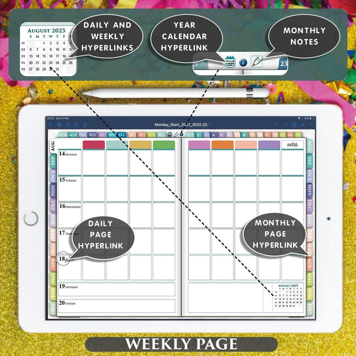 weekly planner page spread in ipad lesson planner