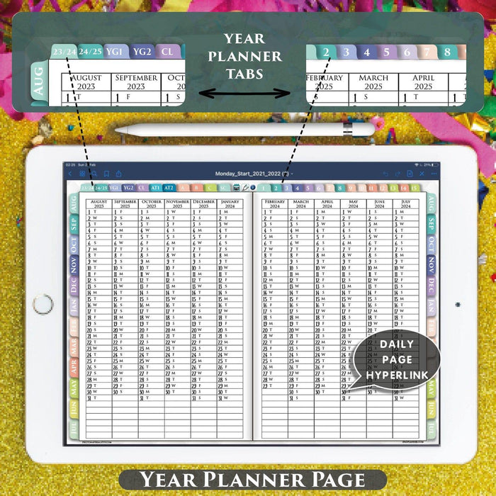 digital year planner page for teacher planning