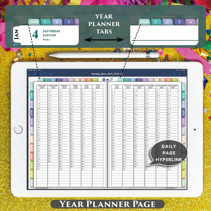 Digital Lined Daily Weekly Planner for iPad planning in 2025 2026