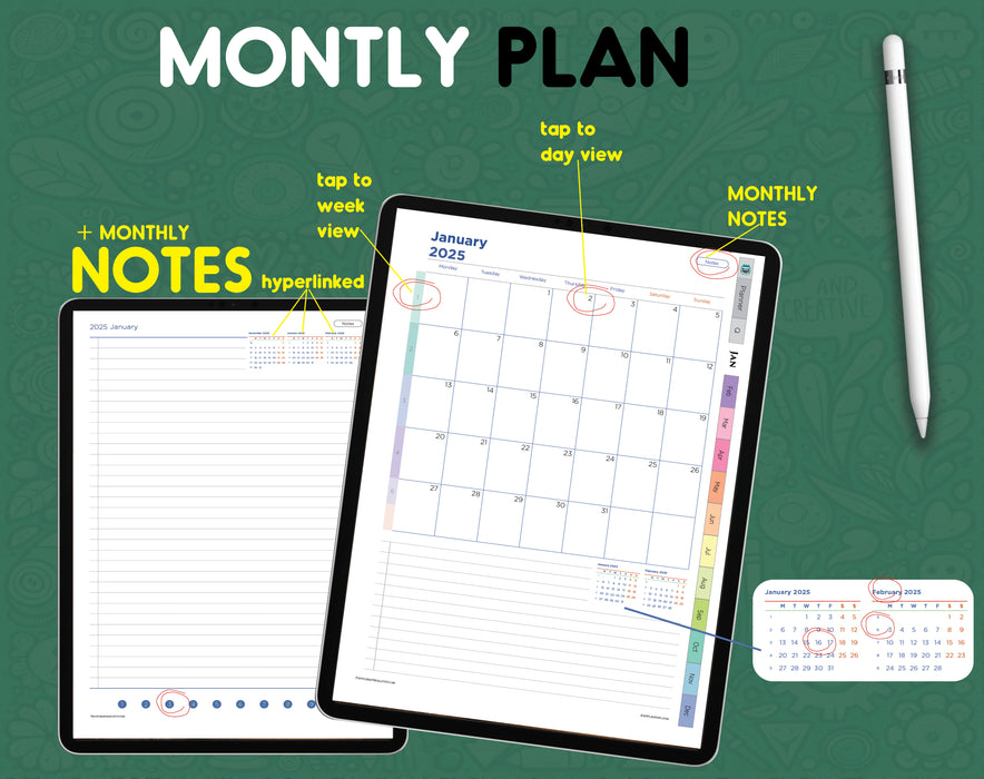 digital nursing student monthly planner 2025