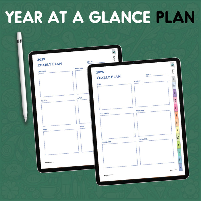 digital notability year at a glance planner page template