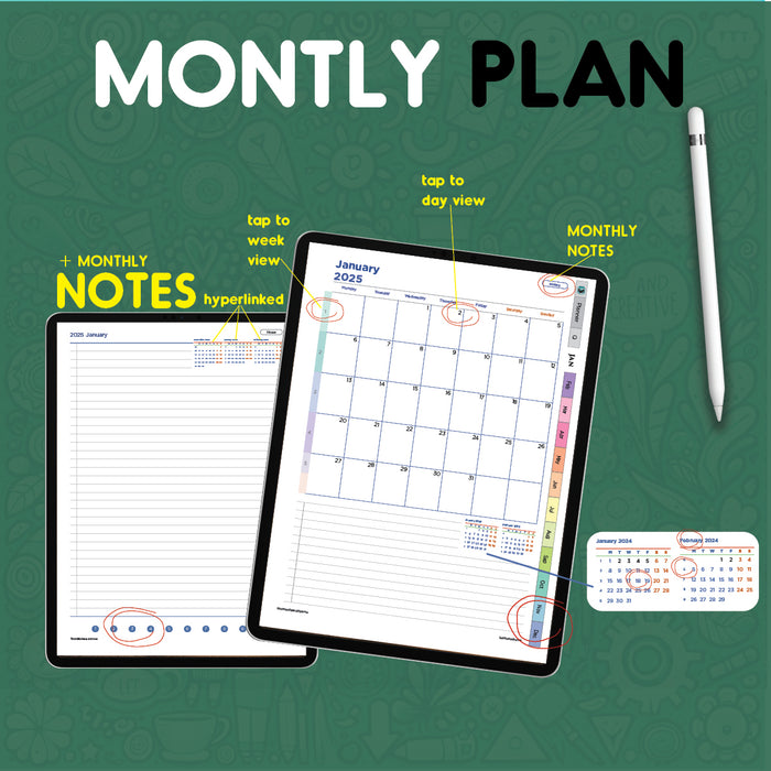 digital notability monthly planner page template