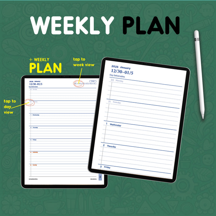 247 Digital Hour Hourly Planner | Digital Daily Bundle | Tablet Planner